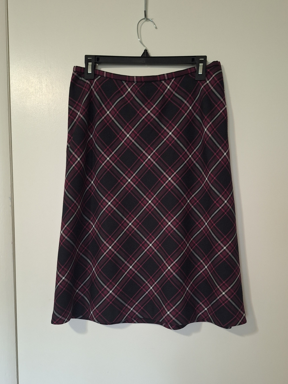 Style & Co. Black and Pink Plaid A-Line Zip Up Skirt